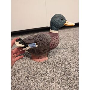 Vintage Mallard Duck Figurine Hand Painted Drake Statue Cabin Lodge Decor